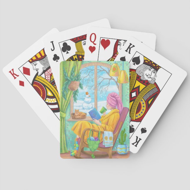 Jeu De Cartes Illustration de la maison d'hiver confortable dess (dos)