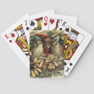 Jeu De Cartes Illustration de la nature des hiboux et des fées e