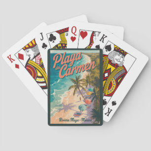 Jeu De Cartes Illustration de la plage de Playa del Carmen Art d