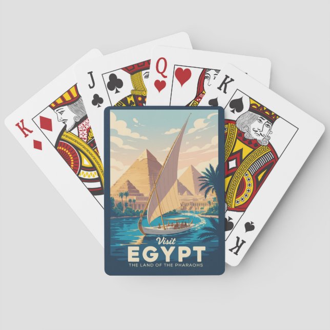 Jeu De Cartes Illustration de la pyramide d'Égypte Art de voyage (dos)