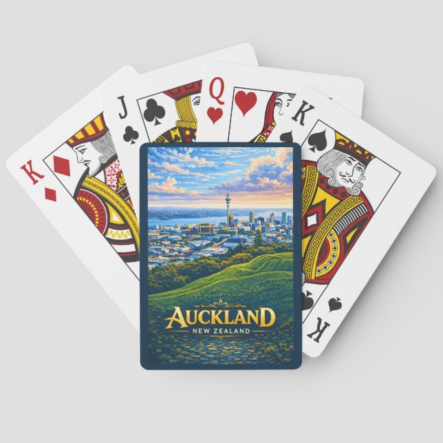 Jeu De Cartes Illustration de la skyline d'Auckland Nouvelle-Zél (dos)