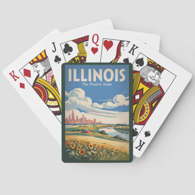 Jeu De Cartes Illustration de la skyline de Chicago dans l'Illin (dos)