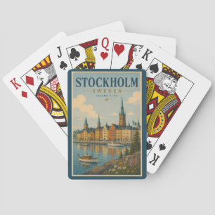 Jeu De Cartes Illustration de la skyline de Stockholm en Suède A