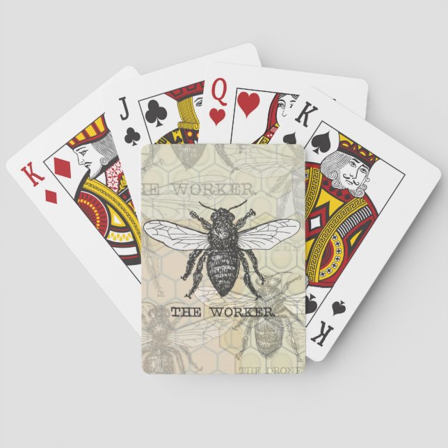 Jeu De Cartes Illustration de l'abeille du travailleur vintage (dos)