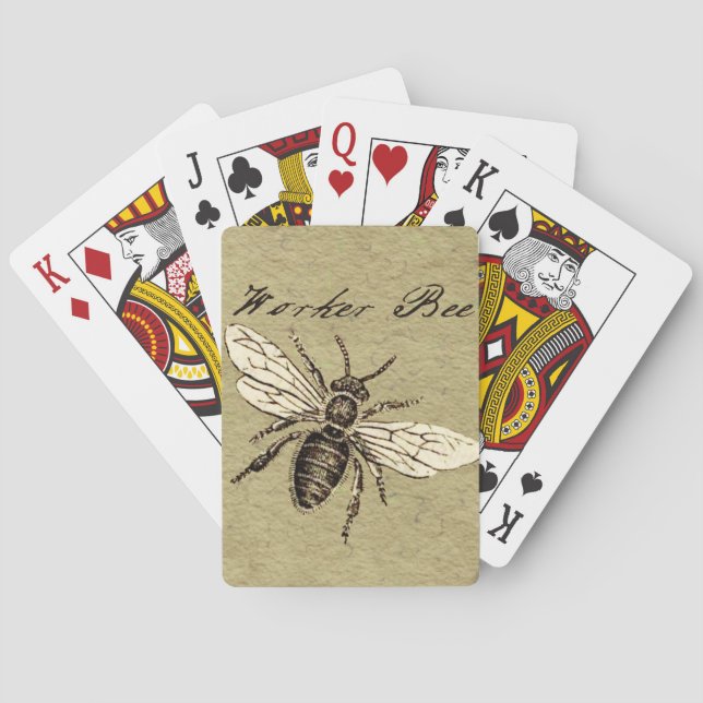 Jeu De Cartes Illustration de l'insecte d'abeille vintage (dos)