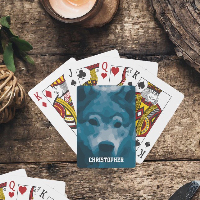 Jeu De Cartes Illustration de loup solitaire personnalisée Jouer (Créateur téléchargé)