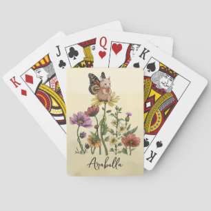 Jeu De Cartes Illustration de nom floral papillon de lapin migno