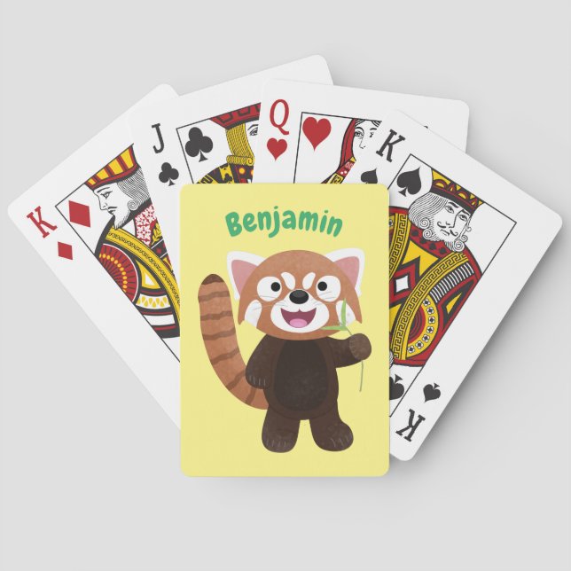 Jeu De Cartes Illustration de panda rouge mignon (dos)