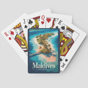 Jeu De Cartes Illustration de paysage des Maldives Art de voyage