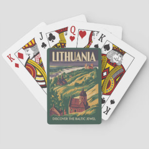 Jeu De Cartes Illustration de paysage lituanien Art de voyage Ré