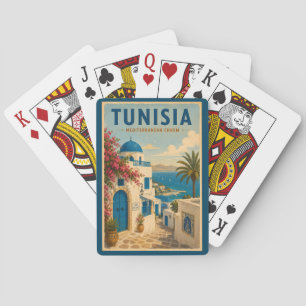 Jeu De Cartes Illustration de paysage tunisien Art de voyage vin