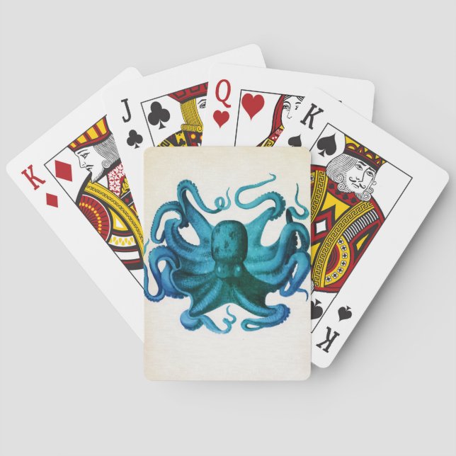 Jeu De Cartes Illustration de pieuvre aquarelle (dos)