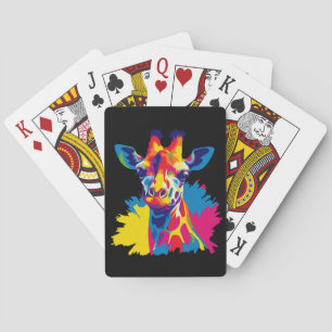Jeu De Cartes Illustration de portrait de girafe à l'aquarelle