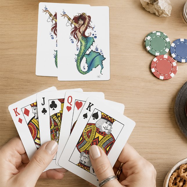 Jeu De Cartes Illustration de sirène de fantasy sarcelle vibrant (Créateur téléchargé)