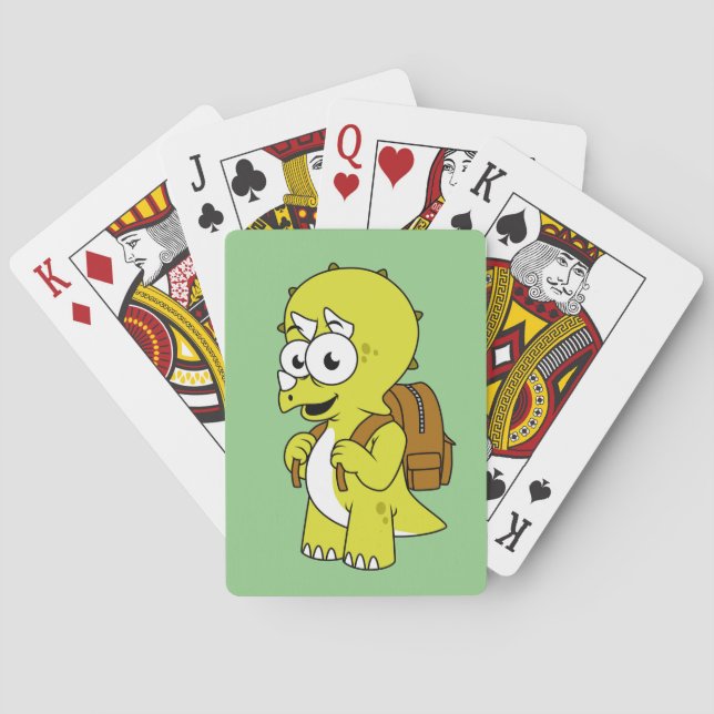 Jeu De Cartes Illustration De Tricératops Avec Sac À Dos. (dos)