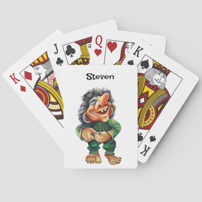 Jeu De Cartes Illustration de troll drôle scandinave aquarelle (dos)