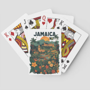 Jeu De Cartes Illustration de voyage à la Jamaïque de style vint