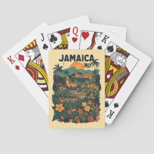 Jeu De Cartes Illustration de voyage à la Jamaïque de style vint