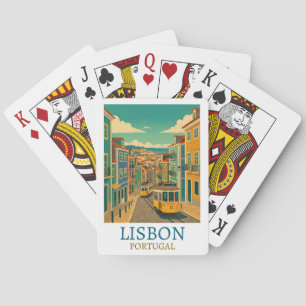 Jeu De Cartes Illustration de voyage colorée à Lisbonne au Portu