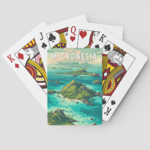 Jeu De Cartes Illustration de voyage d'art vintage de Micronésie