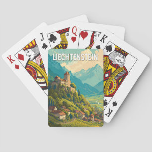 Jeu De Cartes Illustration de voyage d'art vintage Liechtenstein