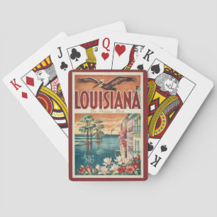Jeu De Cartes Illustration de voyage de l'État du Pélican de Lou