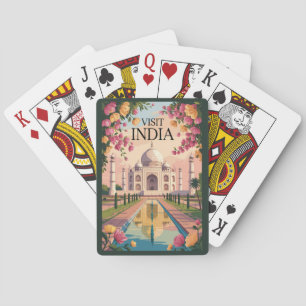 Jeu De Cartes Illustration de voyage de l'Inde Taj Mahal Art Vin