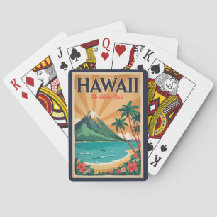 Jeu De Cartes Illustration de voyage de volcan d'Hawaii Art vint