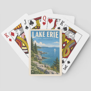 Jeu De Cartes Illustration de voyage du lac Érié Art vintage