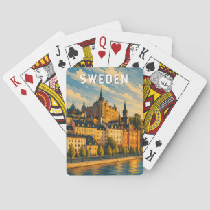 Jeu De Cartes Illustration de voyage vintage sur la Suède