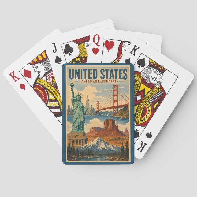 Jeu De Cartes Illustration des monuments américains des États-Un (dos)