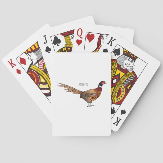 Jeu De Cartes Illustration d'oiseau faisan à cou circulaire (dos)