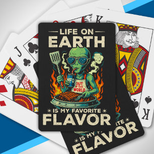 Jeu De Cartes Illustration drôle d'alien au barbecue Science-fic