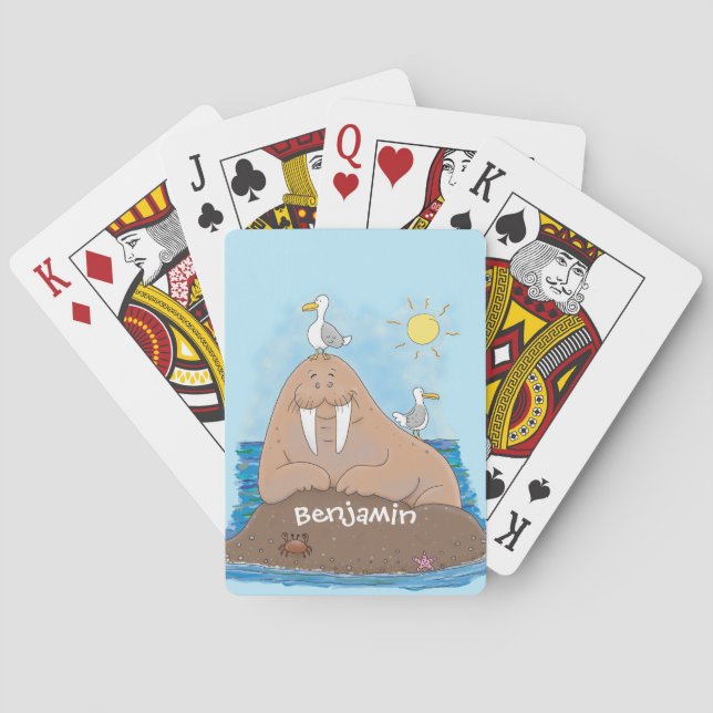 Jeu De Cartes Illustration drôle de morse joyeux (dos)
