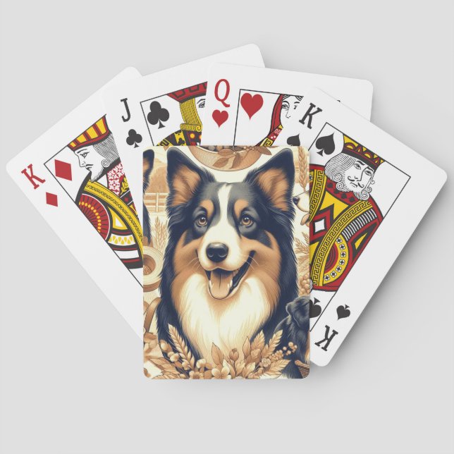 Jeu De Cartes Illustration du berger australien rétro (dos)