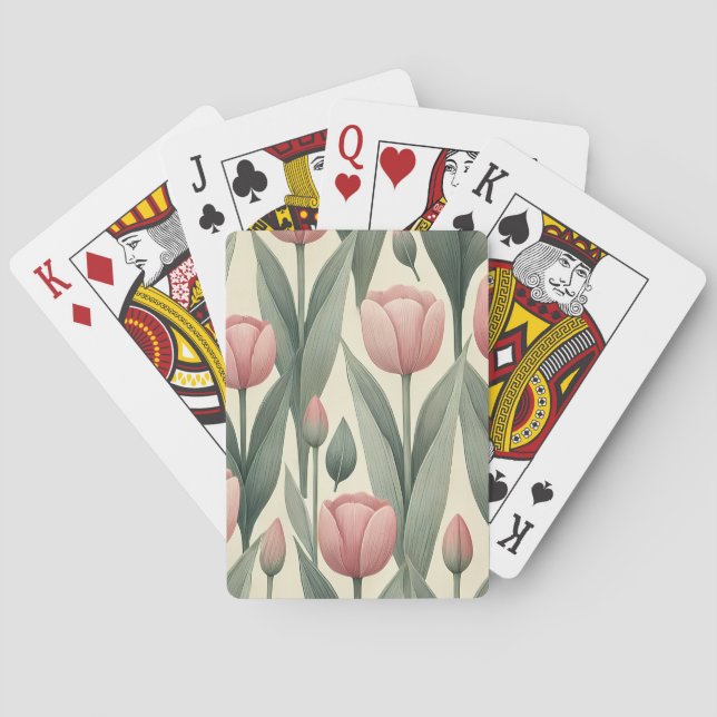 Jeu De Cartes Illustration du Motif de champ Tulipe rose (dos)