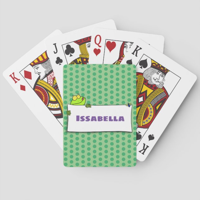 Jeu De Cartes Illustration du panneau de grenouille verte mignon (dos)