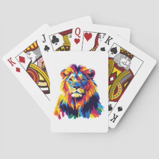 Jeu De Cartes Illustration du portrait de Lion Peinture aquarell