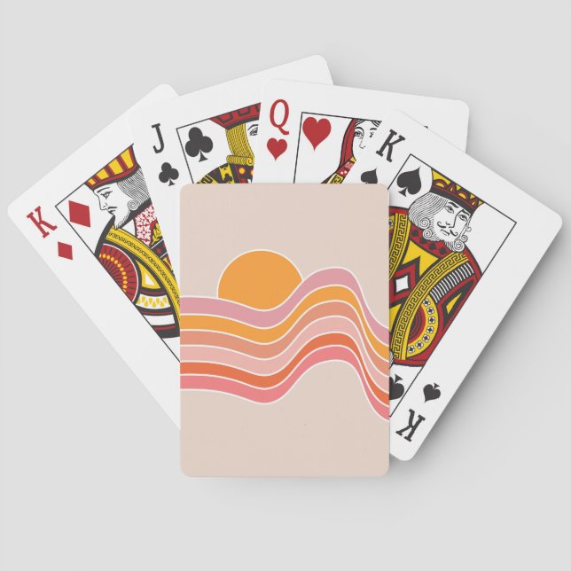 Jeu De Cartes Illustration du soleil de style rétro (dos)