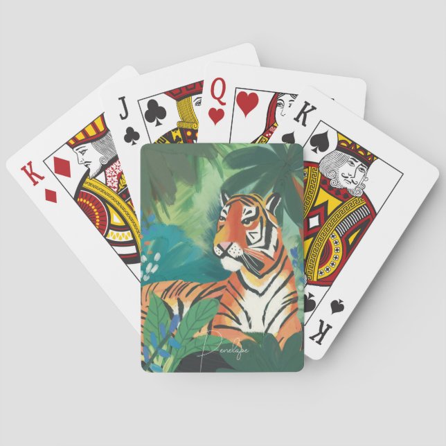 Jeu De Cartes Illustration du tigre de jungle avec nom (dos)