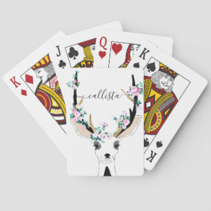 Jeu De Cartes Illustration d'un animal de cerf rose pâle d'Artsy