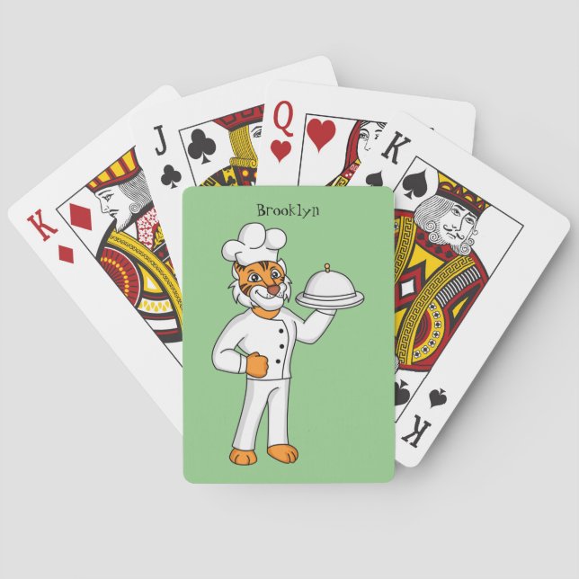 Jeu De Cartes Illustration d'un chef tigre drôle et mignon (dos)