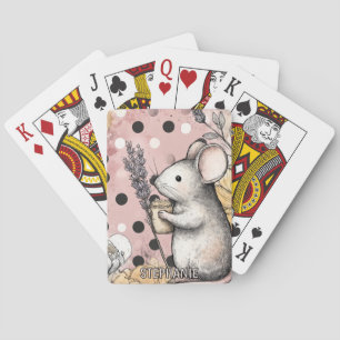 Jeu De Cartes Illustration fantaisiste de souris en aquarelle fl