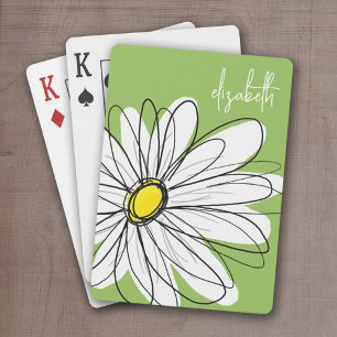 Jeu De Cartes Illustration florale Daisy tendance - chaux et jau