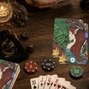 Jeu De Cartes Illustration florale de fantaisie de l'Homme Vert 