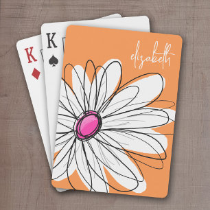 Jeu De Cartes Illustration florale tendance - rose et orange