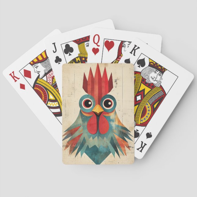 Jeu De Cartes Illustration géométrique du coq (dos)