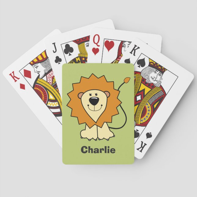 Jeu De Cartes Illustration Lion personnalisation nom enfant joue (dos)