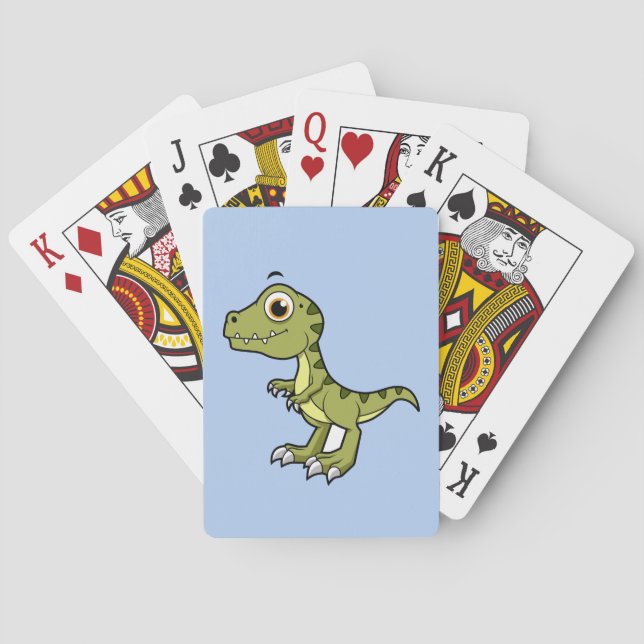 Jeu De Cartes Illustration Mignonne D'Un Rex Tyrannosaurus. (dos)