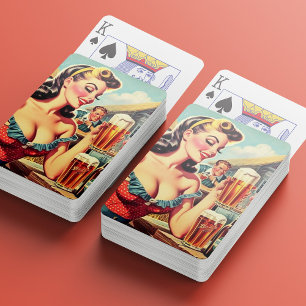 Jeu De Cartes Illustration Retro Beer Girl
